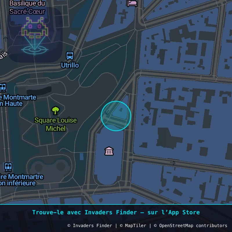Zone approximative de l'invader PA_1556, dans le quartier 18e arrondissement de Paris à Paris. Emplacement exact disponible dans l'app Invaders Finder.