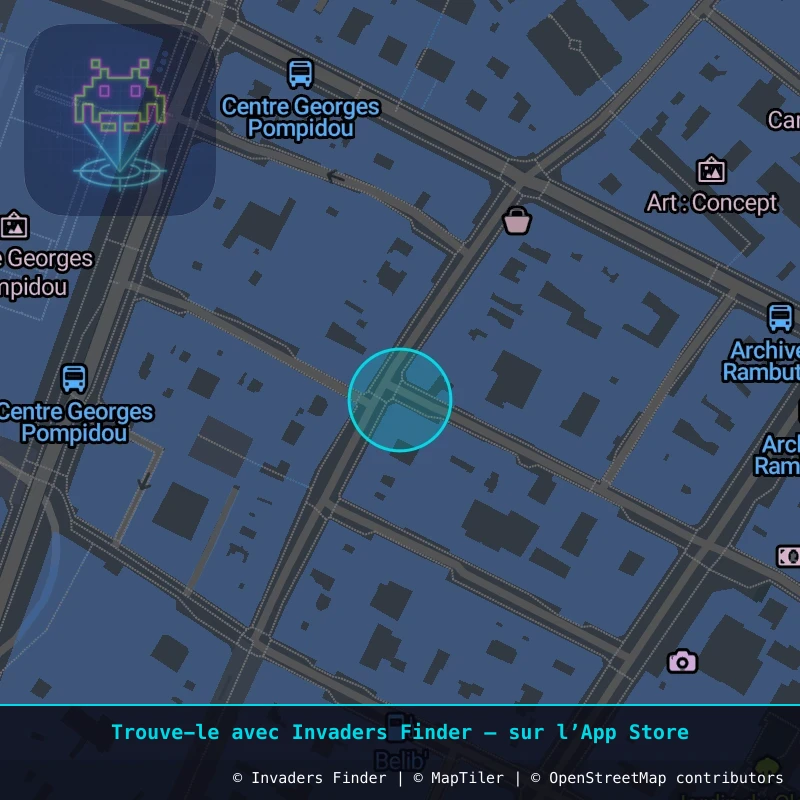 Zone approximative de l'invader PA_156, dans le quartier 4e arrondissement de Paris à Paris. Emplacement exact disponible dans l'app Invaders Finder.