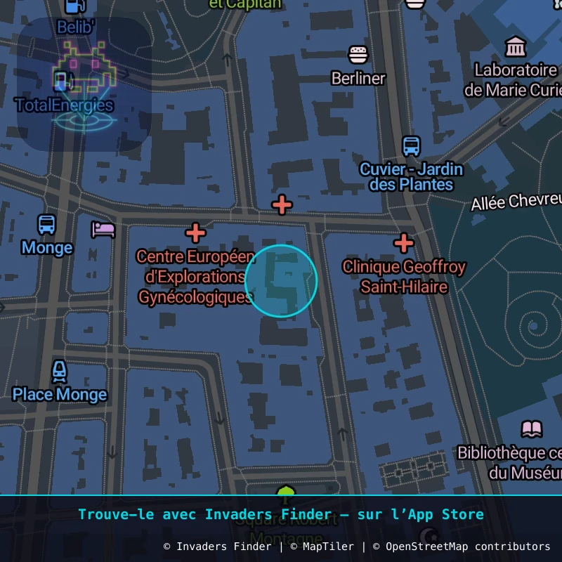 Zone approximative de l'invader PA_1560, dans le quartier 5e arrondissement de Paris à Paris. Emplacement exact disponible dans l'app Invaders Finder.
