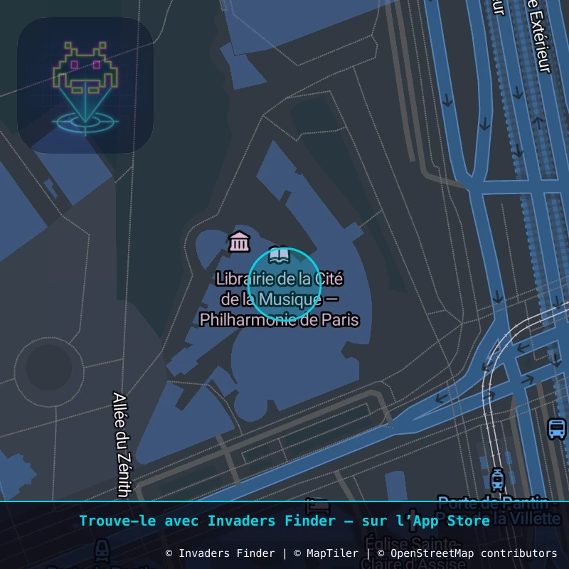 Zone approximative de l'invader PA_1562, dans le quartier 19e arrondissement de Paris à Paris. Emplacement exact disponible dans l'app Invaders Finder.