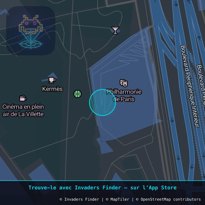 Zone approximative de l'invader PA_1565, dans le quartier 19e arrondissement de Paris à Paris. Emplacement exact disponible dans l'app Invaders Finder.