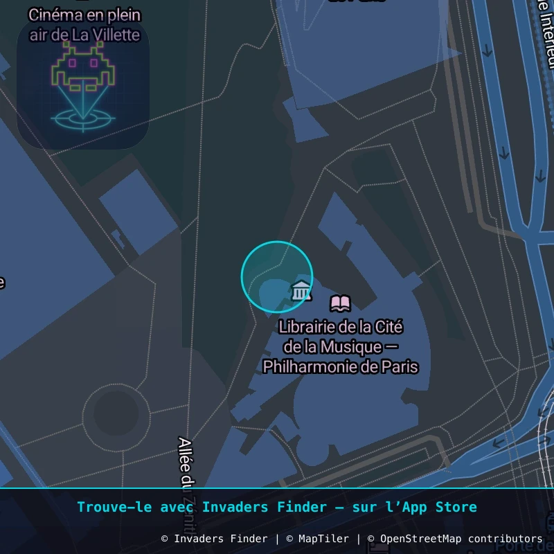 Zone approximative de l'invader PA_1568, dans le quartier 19e arrondissement de Paris à Paris. Emplacement exact disponible dans l'app Invaders Finder.