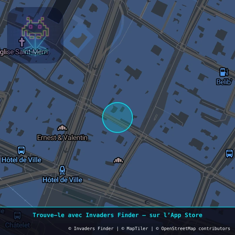 Zone approximative de l'invader PA_1570, dans le quartier 4e arrondissement de Paris à Paris. Emplacement exact disponible dans l'app Invaders Finder.