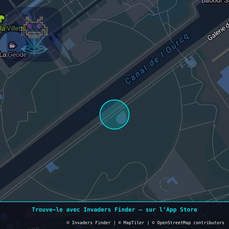 Zone approximative de l'invader PA_1579, dans le quartier 19e arrondissement de Paris à Paris. Emplacement exact disponible dans l'app Invaders Finder.