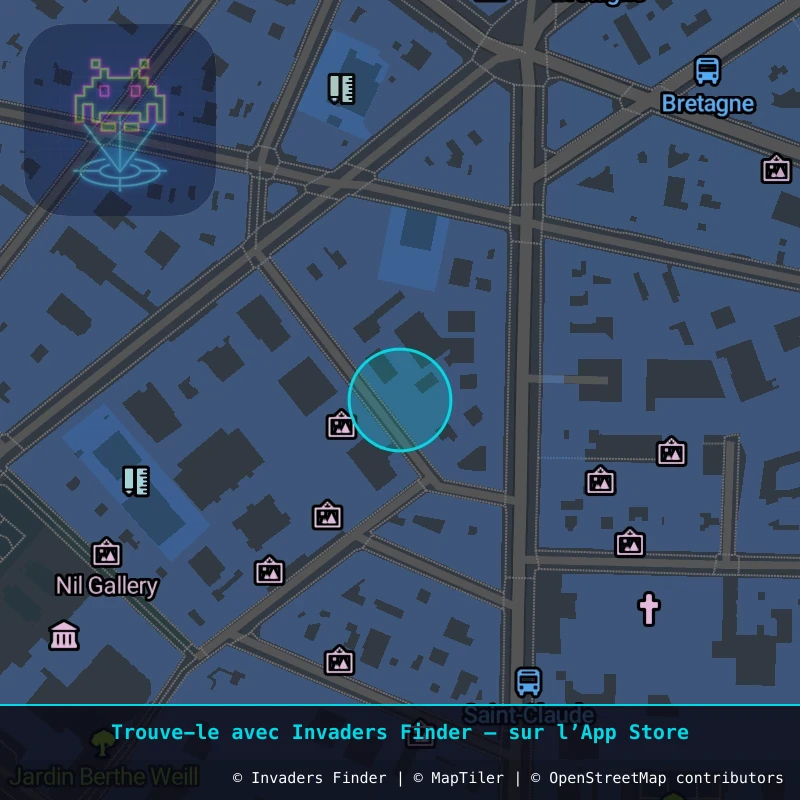 Zone approximative de l'invader PA_158, dans le quartier 3e arrondissement de Paris à Paris. Emplacement exact disponible dans l'app Invaders Finder.