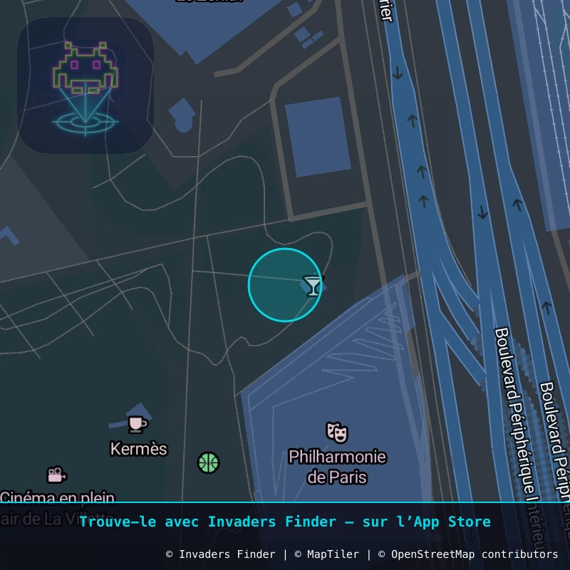 Zone approximative de l'invader PA_1580, dans le quartier 19e arrondissement de Paris à Paris. Emplacement exact disponible dans l'app Invaders Finder.