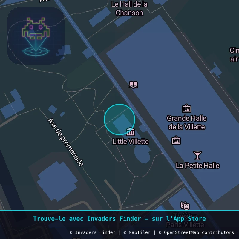 Zone approximative de l'invader PA_1586, dans le quartier 19e arrondissement de Paris à Paris. Emplacement exact disponible dans l'app Invaders Finder.