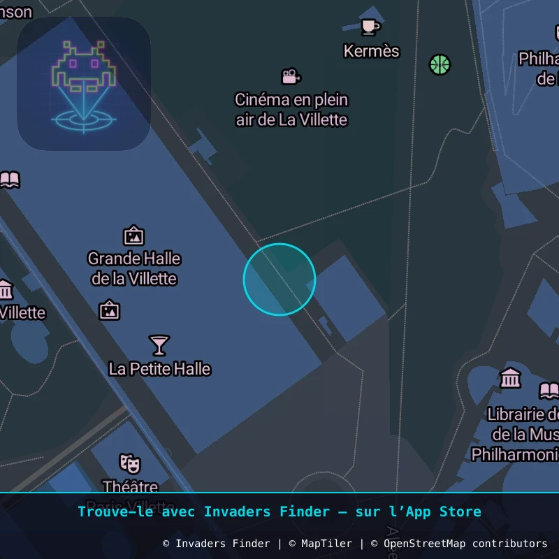 Zone approximative de l'invader PA_1587, dans le quartier 19e arrondissement de Paris à Paris. Emplacement exact disponible dans l'app Invaders Finder.