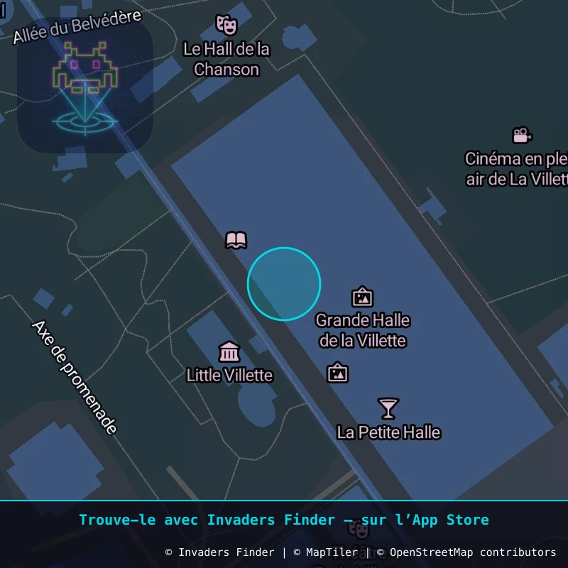 Zone approximative de l'invader PA_1590, dans le quartier 19e arrondissement de Paris à Paris. Emplacement exact disponible dans l'app Invaders Finder.