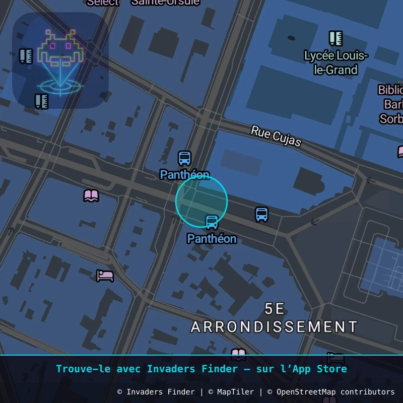 Zone approximative de l'invader PA_163, dans le quartier 5e arrondissement de Paris à Paris. Emplacement exact disponible dans l'app Invaders Finder.