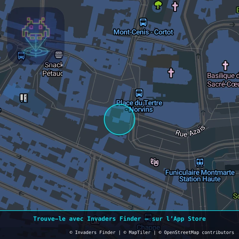 Zone approximative de l'invader PA_170, dans le quartier 18e arrondissement de Paris à Paris. Emplacement exact disponible dans l'app Invaders Finder.