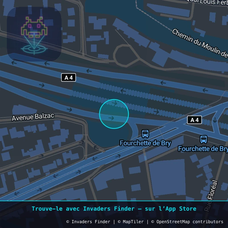 Zone approximative de l'invader PA_179, dans le quartier Paris métropolitain (PA94) à Paris. Emplacement exact disponible dans l'app Invaders Finder.