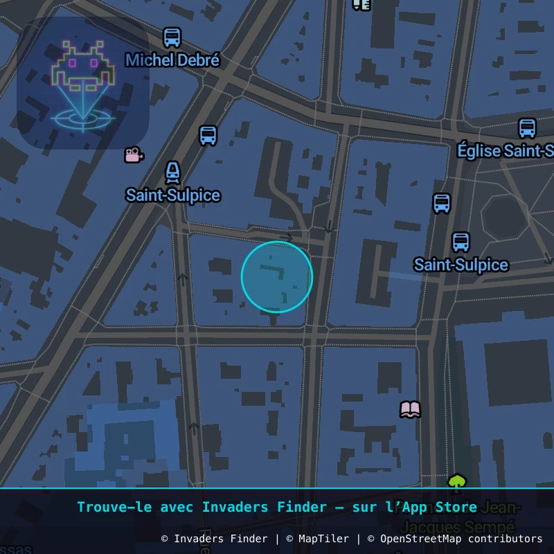 Zone approximative de l'invader PA_181, dans le quartier 6e arrondissement de Paris à Paris. Emplacement exact disponible dans l'app Invaders Finder.