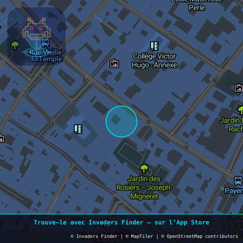 Zone approximative de l'invader PA_188, dans le quartier 4e arrondissement de Paris à Paris. Emplacement exact disponible dans l'app Invaders Finder.