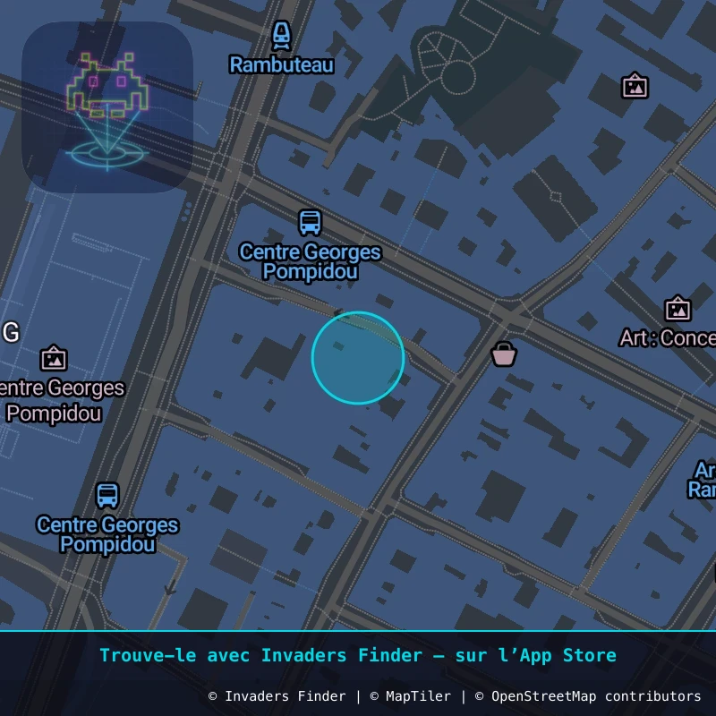 Zone approximative de l'invader PA_189, dans le quartier 4e arrondissement de Paris à Paris. Emplacement exact disponible dans l'app Invaders Finder.