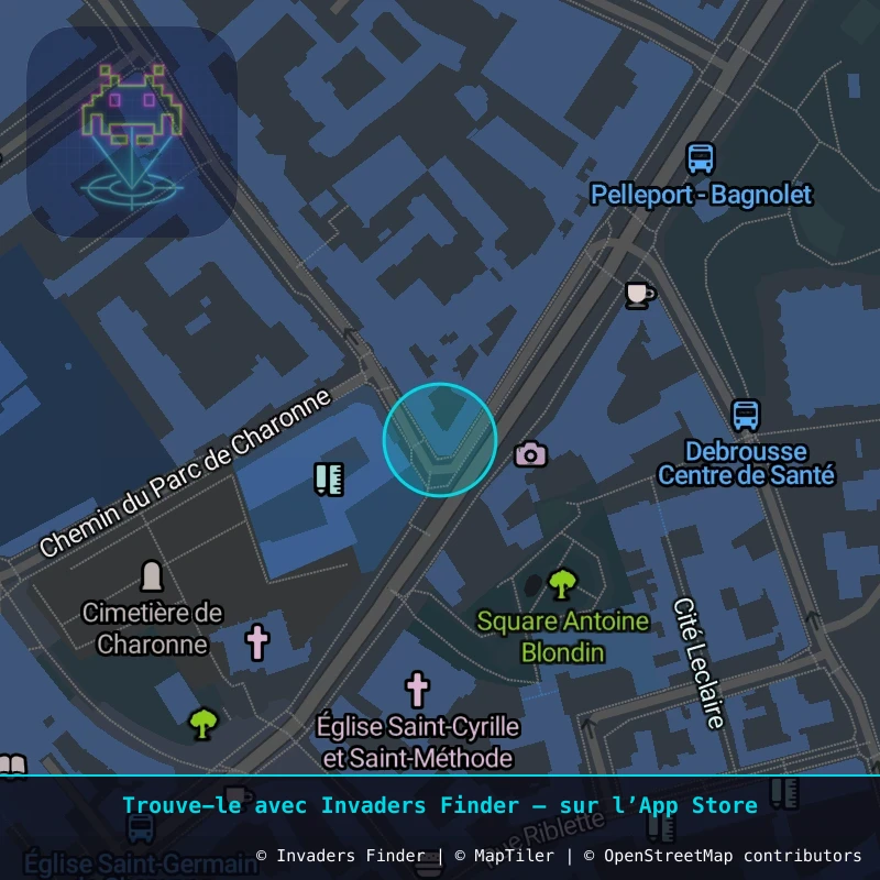 Zone approximative de l'invader PA_192, dans le quartier 20e arrondissement de Paris à Paris. Emplacement exact disponible dans l'app Invaders Finder.