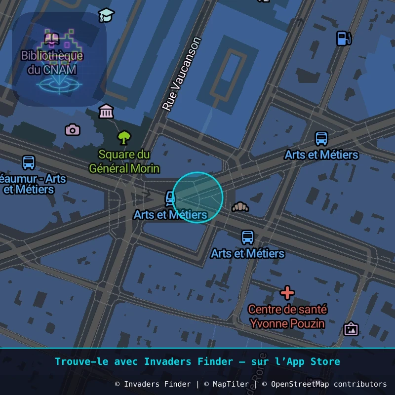 Zone approximative de l'invader PA_193, dans le quartier 3e arrondissement de Paris à Paris. Emplacement exact disponible dans l'app Invaders Finder.