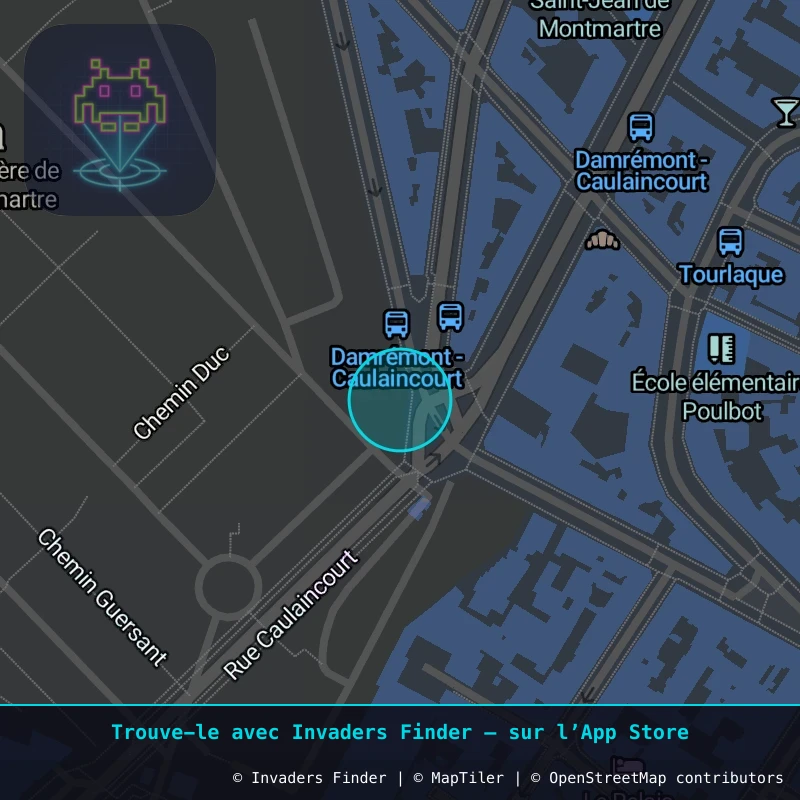 Zone approximative de l'invader PA_197, dans le quartier 18e arrondissement de Paris à Paris. Emplacement exact disponible dans l'app Invaders Finder.