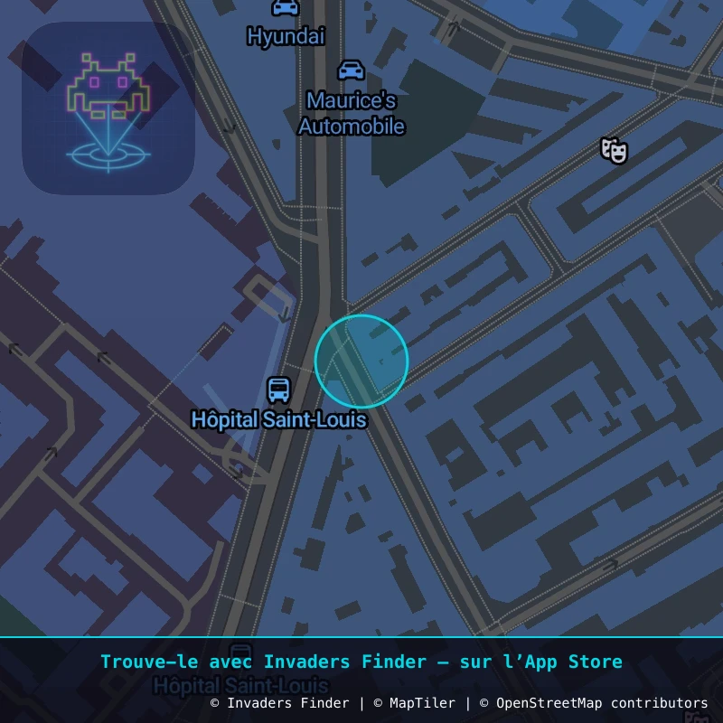 Approximate area of invader PA_199, in the 10th arrondissement, Paris area of Paris. Exact location available in the Invaders Finder app.