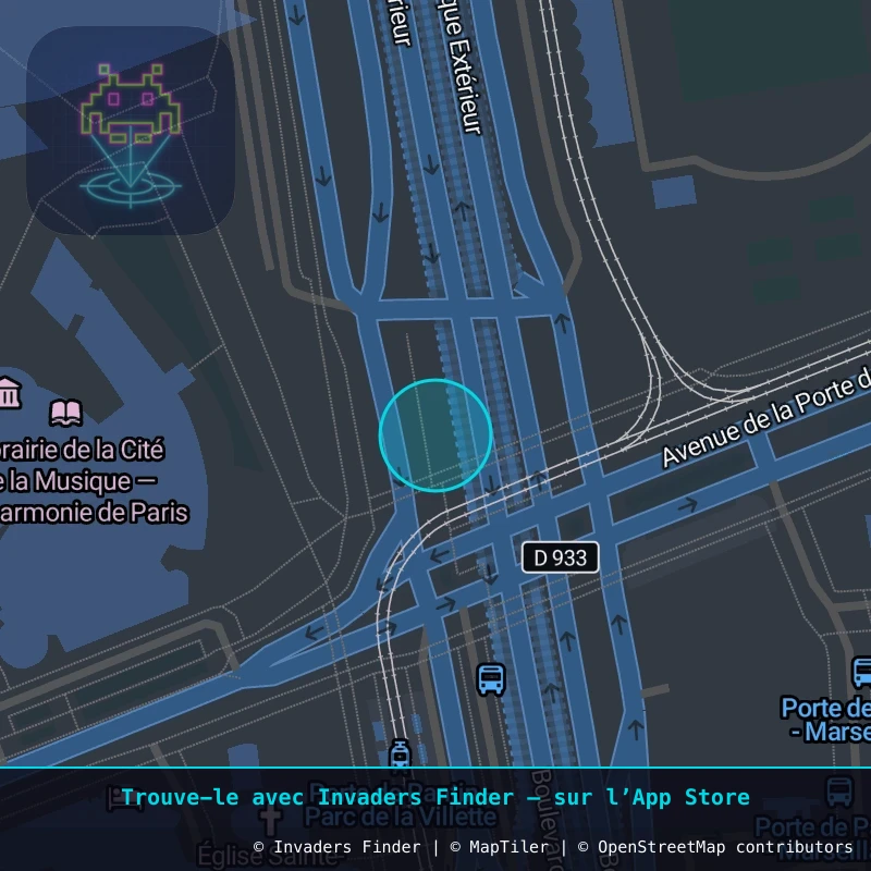 Zone approximative de l'invader PA_204, dans le quartier 19e arrondissement de Paris à Paris. Emplacement exact disponible dans l'app Invaders Finder.