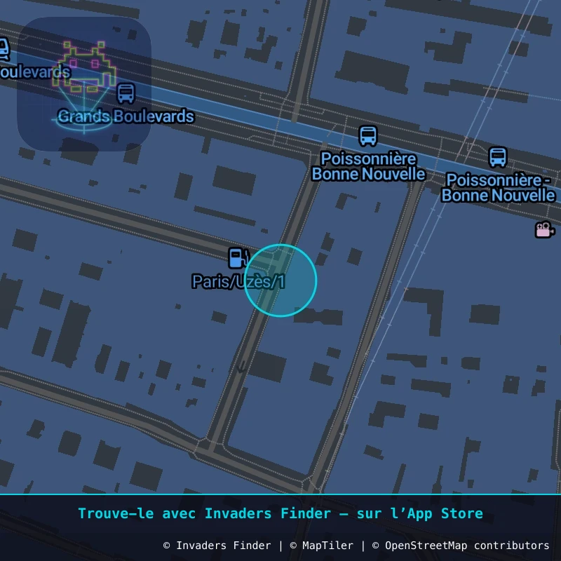 Zone approximative de l'invader PA_21, dans le quartier 2e arrondissement de Paris à Paris. Emplacement exact disponible dans l'app Invaders Finder.