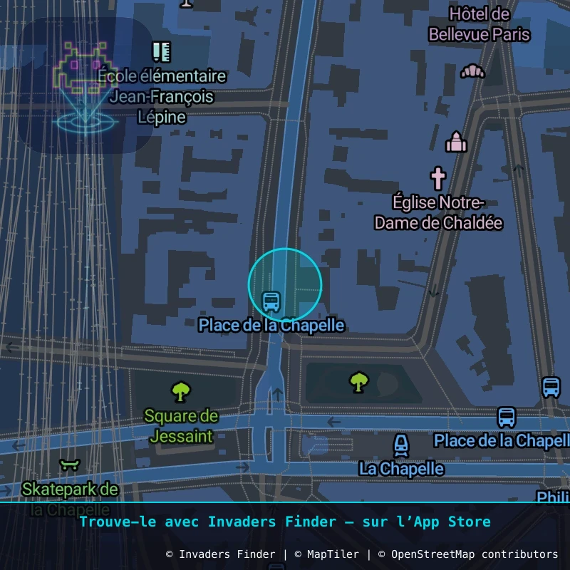 Zone approximative de l'invader PA_210, dans le quartier 18e arrondissement de Paris à Paris. Emplacement exact disponible dans l'app Invaders Finder.