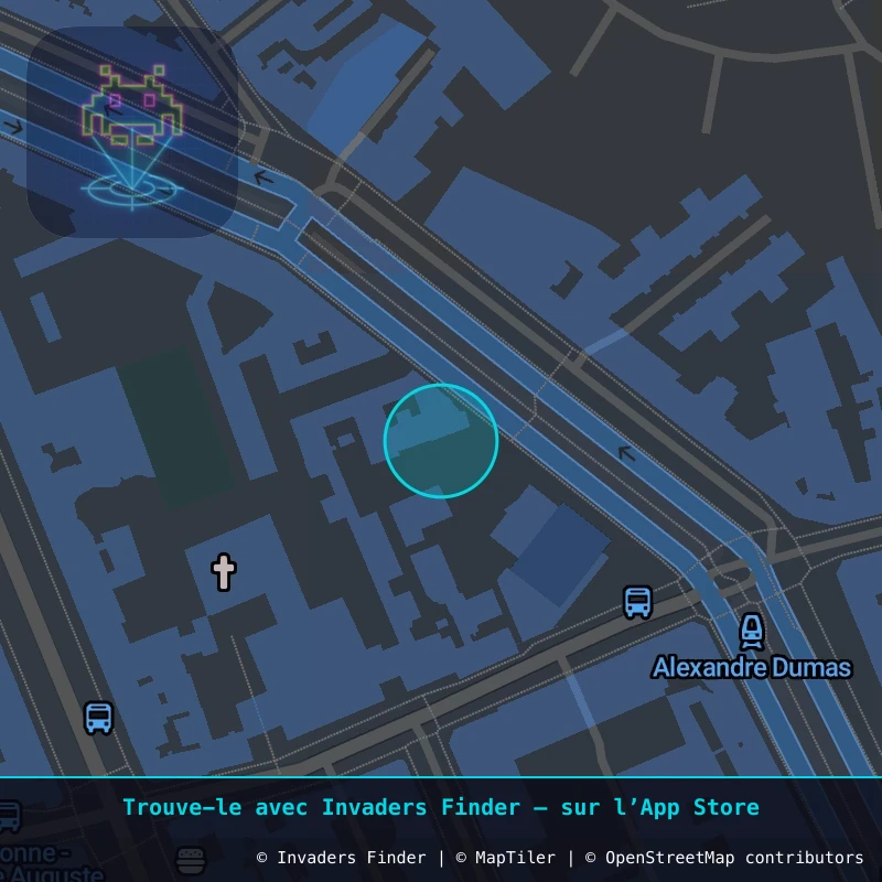 Zone approximative de l'invader PA_212, dans le quartier 11e arrondissement de Paris à Paris. Emplacement exact disponible dans l'app Invaders Finder.