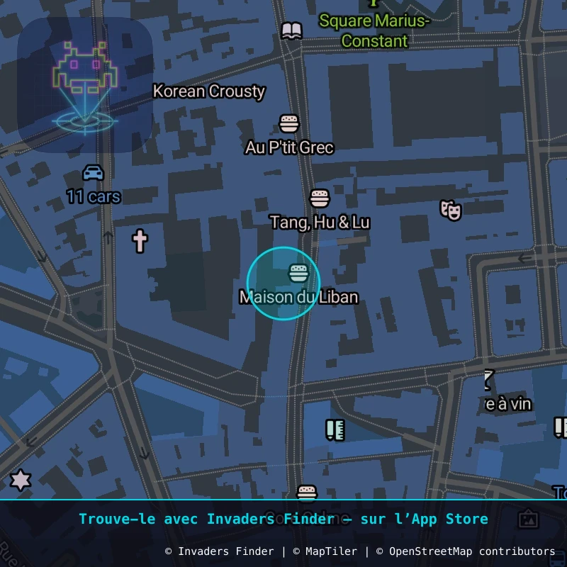 Zone approximative de l'invader PA_213, dans le quartier 5e arrondissement de Paris à Paris. Emplacement exact disponible dans l'app Invaders Finder.