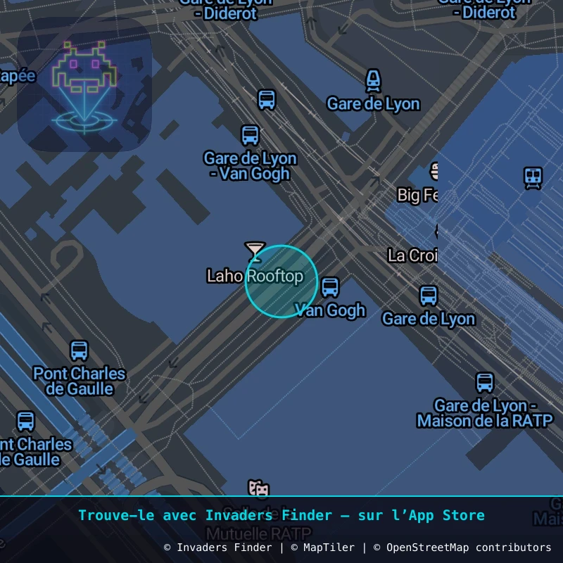 Zone approximative de l'invader PA_218, dans le quartier 12e arrondissement de Paris à Paris. Emplacement exact disponible dans l'app Invaders Finder.