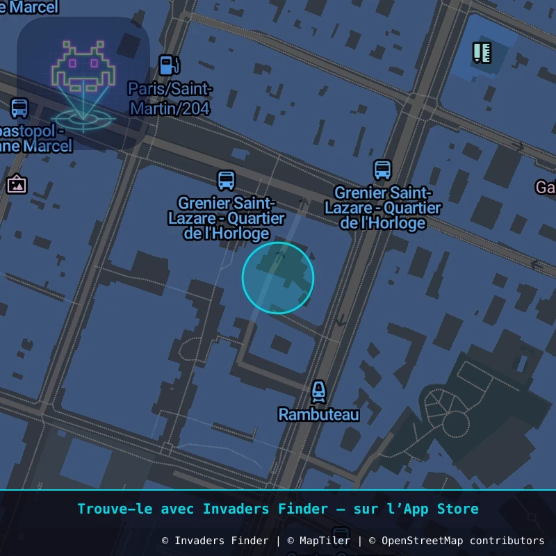 Zone approximative de l'invader PA_23, dans le quartier 3e arrondissement de Paris à Paris. Emplacement exact disponible dans l'app Invaders Finder.