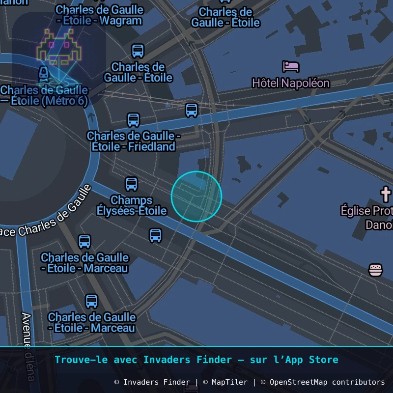 Zone approximative de l'invader PA_237, dans le quartier 8e arrondissement de Paris à Paris. Emplacement exact disponible dans l'app Invaders Finder.