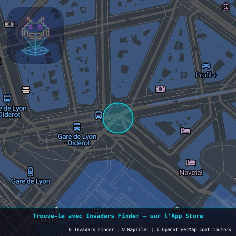Zone approximative de l'invader PA_240, dans le quartier 12e arrondissement de Paris à Paris. Emplacement exact disponible dans l'app Invaders Finder.
