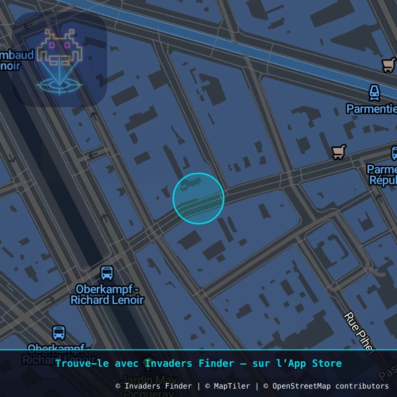 Zone approximative de l'invader PA_245, dans le quartier 11e arrondissement de Paris à Paris. Emplacement exact disponible dans l'app Invaders Finder.