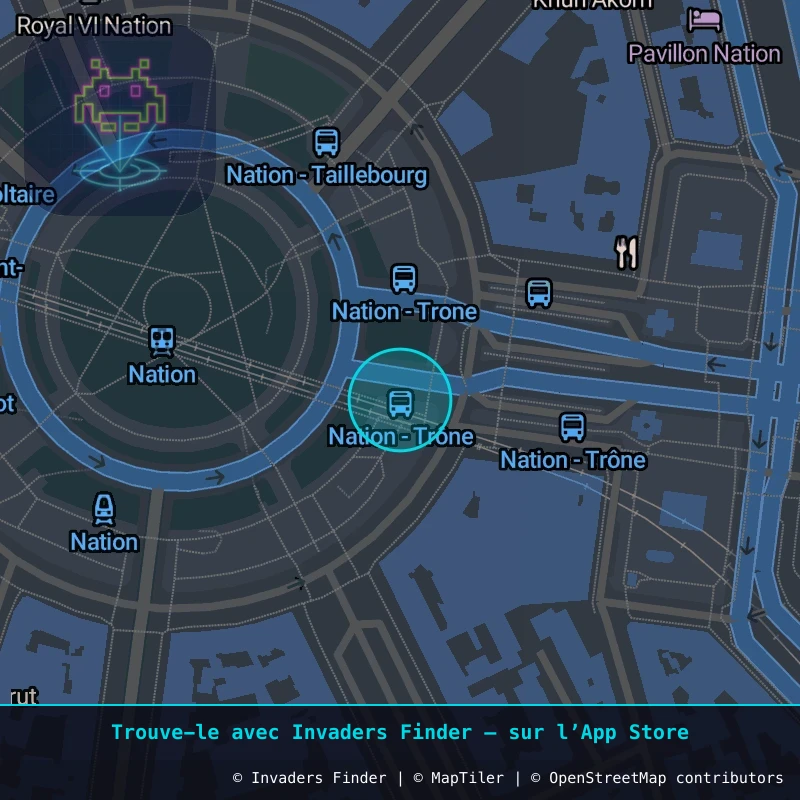 Zone approximative de l'invader PA_262, dans le quartier 12e arrondissement de Paris à Paris. Emplacement exact disponible dans l'app Invaders Finder.