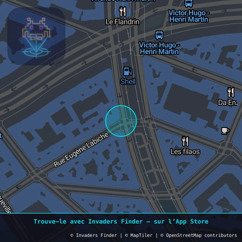 Zone approximative de l'invader PA_265, dans le quartier 16e arrondissement de Paris à Paris. Emplacement exact disponible dans l'app Invaders Finder.