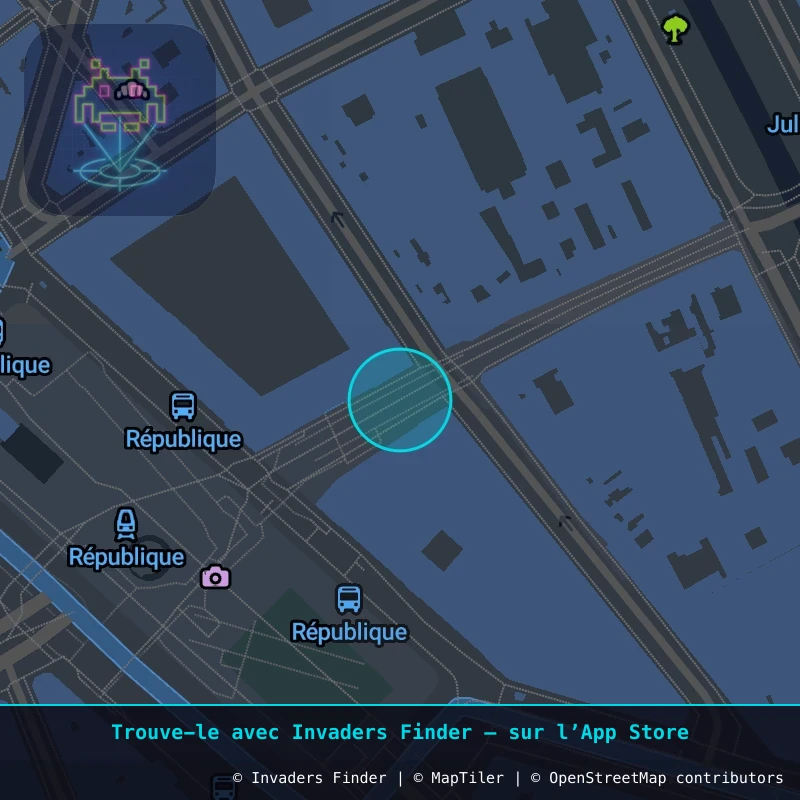 Zone approximative de l'invader PA_270, dans le quartier 10e arrondissement de Paris à Paris. Emplacement exact disponible dans l'app Invaders Finder.