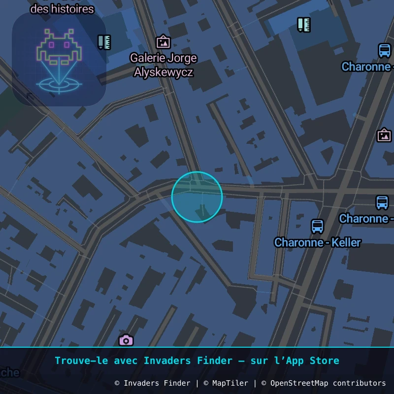 Zone approximative de l'invader PA_277, dans le quartier 11e arrondissement de Paris à Paris. Emplacement exact disponible dans l'app Invaders Finder.