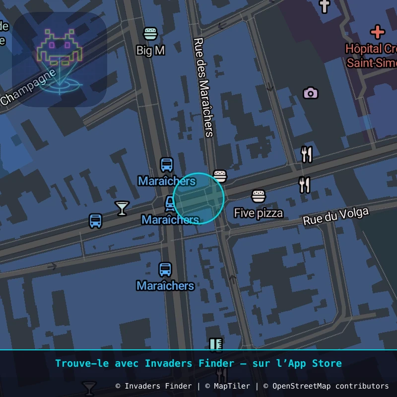 Zone approximative de l'invader PA_278, dans le quartier 20e arrondissement de Paris à Paris. Emplacement exact disponible dans l'app Invaders Finder.