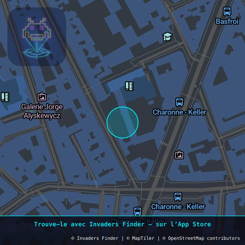 Zone approximative de l'invader PA_28, dans le quartier 11e arrondissement de Paris à Paris. Emplacement exact disponible dans l'app Invaders Finder.