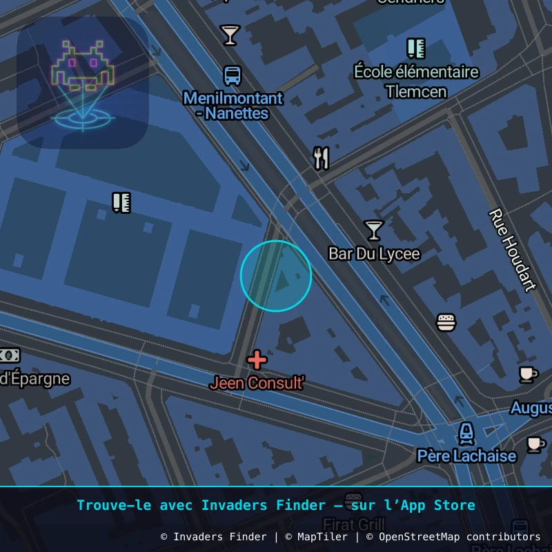 Zone approximative de l'invader PA_280, dans le quartier 11e arrondissement de Paris à Paris. Emplacement exact disponible dans l'app Invaders Finder.