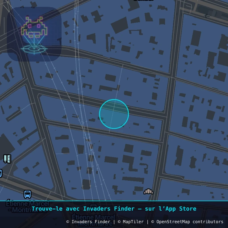 Zone approximative de l'invader PA_285, dans le quartier 2e arrondissement de Paris à Paris. Emplacement exact disponible dans l'app Invaders Finder.