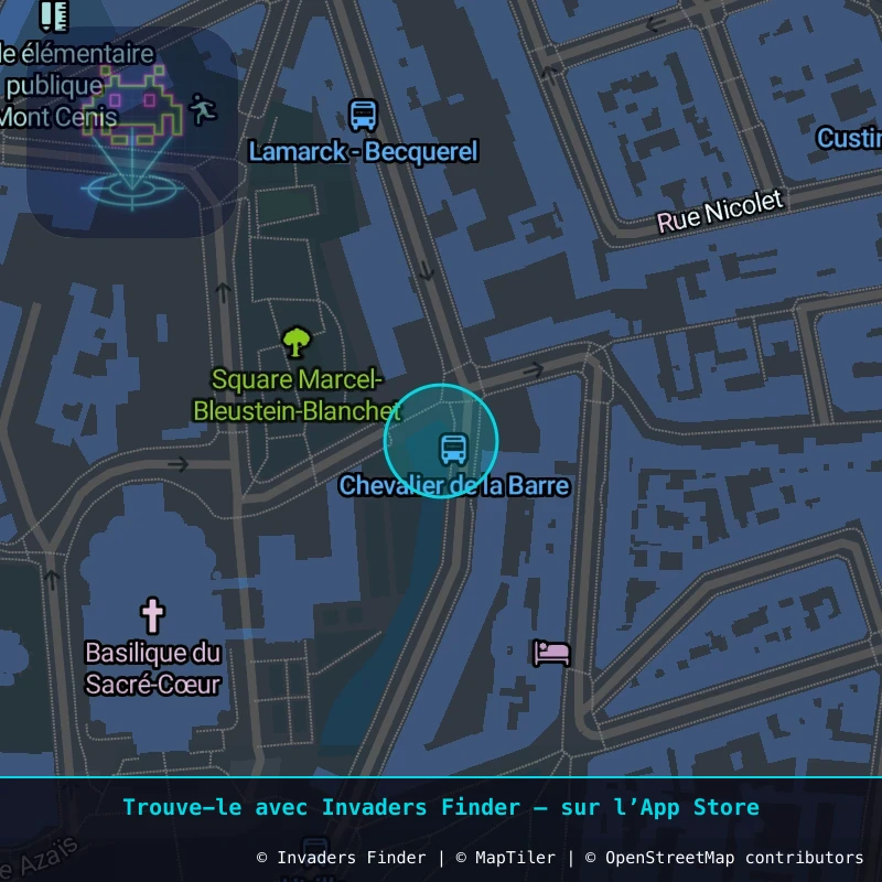 Zone approximative de l'invader PA_286, dans le quartier 18e arrondissement de Paris à Paris. Emplacement exact disponible dans l'app Invaders Finder.
