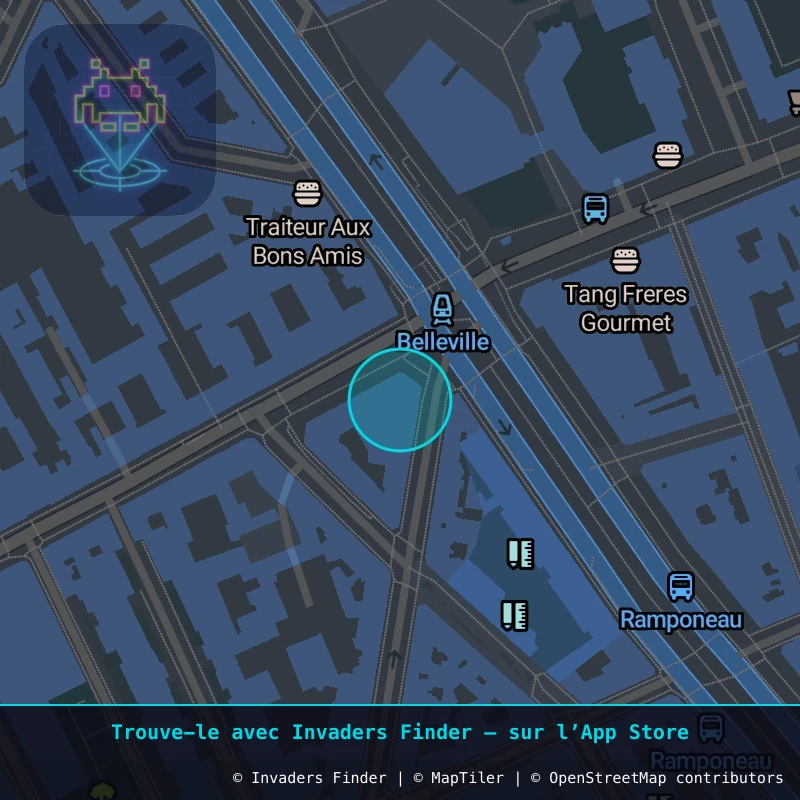Zone approximative de l'invader PA_288, dans le quartier 11e arrondissement de Paris à Paris. Emplacement exact disponible dans l'app Invaders Finder.