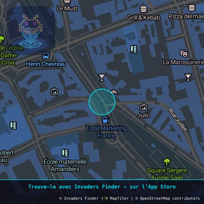 Zone approximative de l'invader PA_291, dans le quartier 20e arrondissement de Paris à Paris. Emplacement exact disponible dans l'app Invaders Finder.