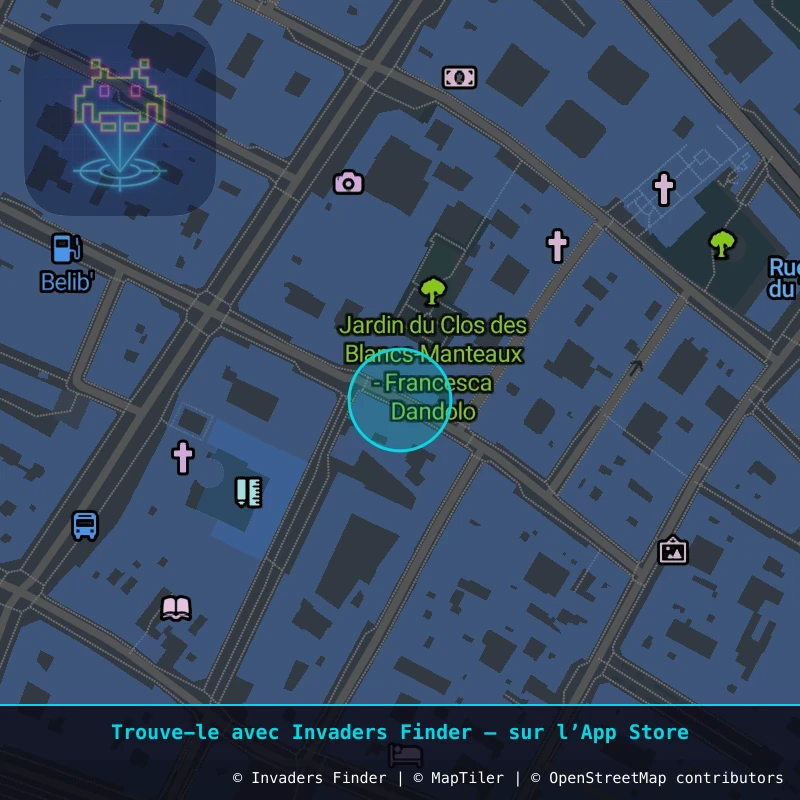 Approximate area of invader PA_294, in the 4th arrondissement, Paris area of Paris. Exact location available in the Invaders Finder app.