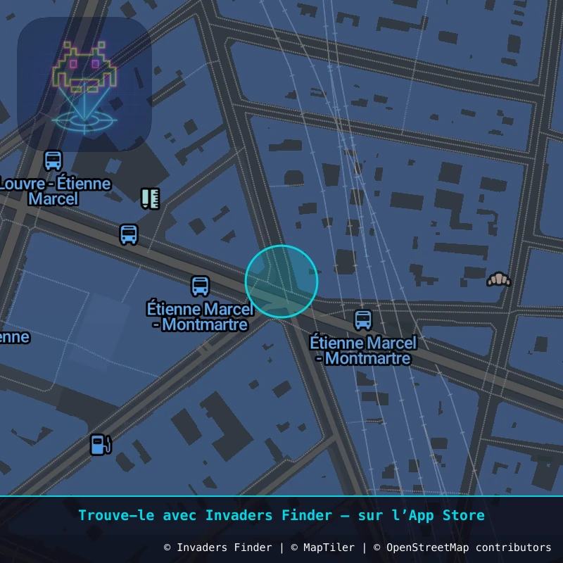 Zone approximative de l'invader PA_296, dans le quartier 2e arrondissement de Paris à Paris. Emplacement exact disponible dans l'app Invaders Finder.