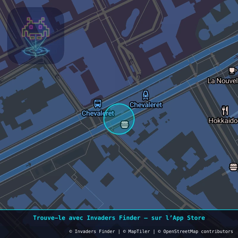 Zone approximative de l'invader PA_299, dans le quartier 13e arrondissement de Paris à Paris. Emplacement exact disponible dans l'app Invaders Finder.