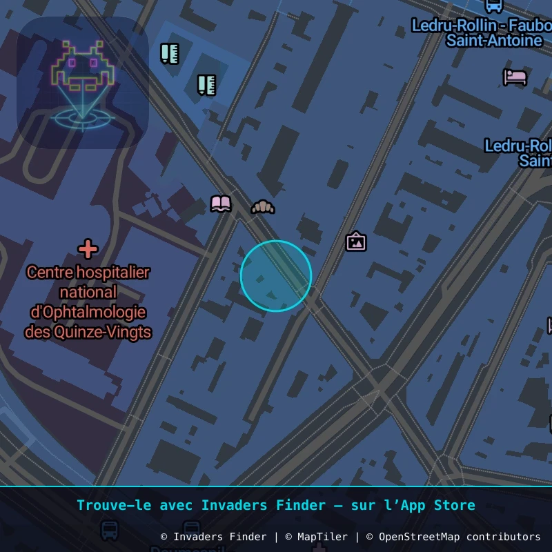Zone approximative de l'invader PA_301, dans le quartier 12e arrondissement de Paris à Paris. Emplacement exact disponible dans l'app Invaders Finder.