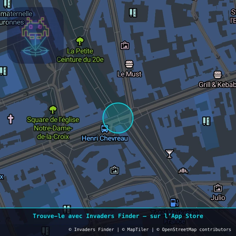 Zone approximative de l'invader PA_307, dans le quartier 20e arrondissement de Paris à Paris. Emplacement exact disponible dans l'app Invaders Finder.