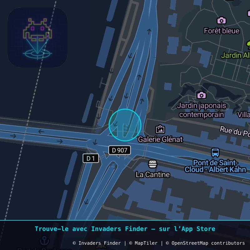 Zone approximative de l'invader PA_308, dans le quartier Paris métropolitain (PA92) à Paris. Emplacement exact disponible dans l'app Invaders Finder.